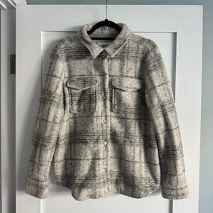 BB Dakota Cream and Gray Plaid Utility Jacket